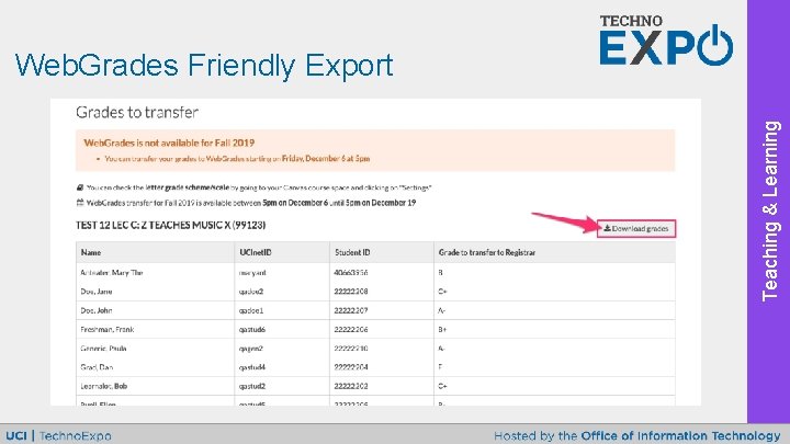 Teaching & Learning Web. Grades Friendly Export 
