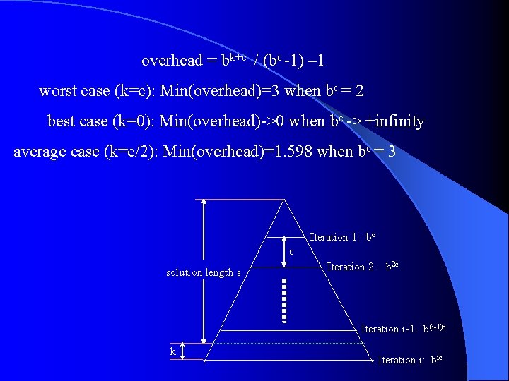 overhead = bk+c / (bc -1) – 1 worst case (k=c): Min(overhead)=3 when bc