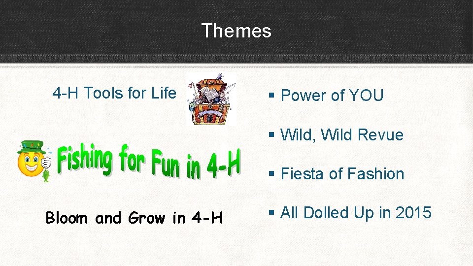 Themes 4 -H Tools for Life § Power of YOU § Wild, Wild Revue