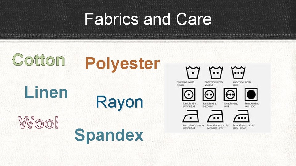 Fabrics and Care Cotton Linen Polyester Rayon Spandex 