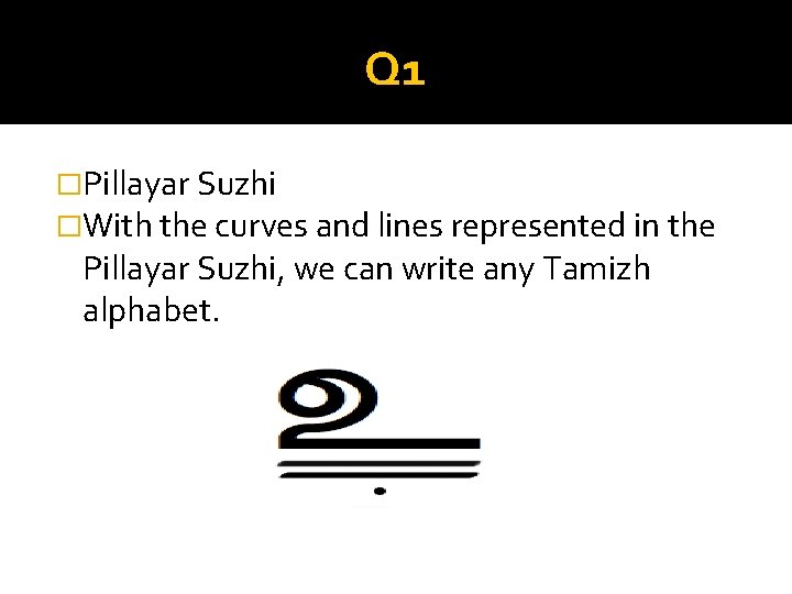 Q 1 �Pillayar Suzhi �With the curves and lines represented in the Pillayar Suzhi,