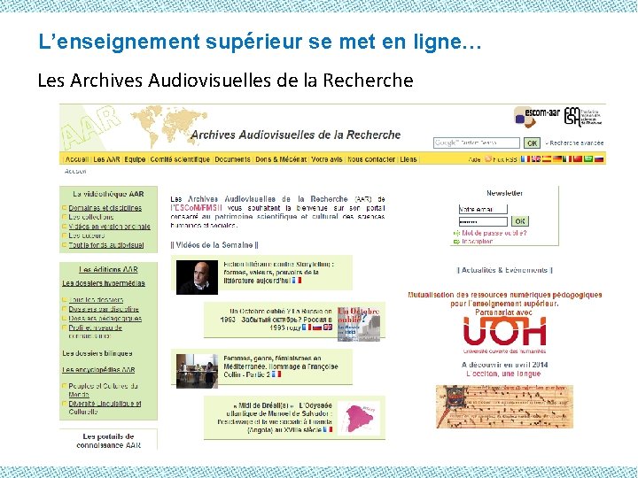 L’enseignement supérieur se met en ligne… Les Archives Audiovisuelles de la Recherche 