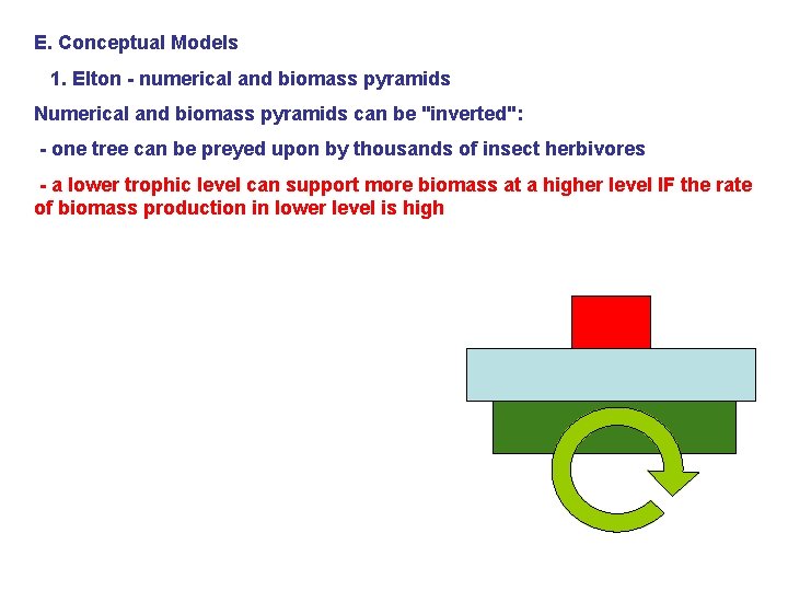 E. Conceptual Models 1. Elton - numerical and biomass pyramids Numerical and biomass pyramids