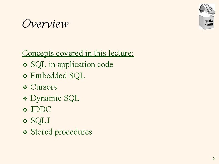 Database Application Development Chapter 6 1 Overview Concepts