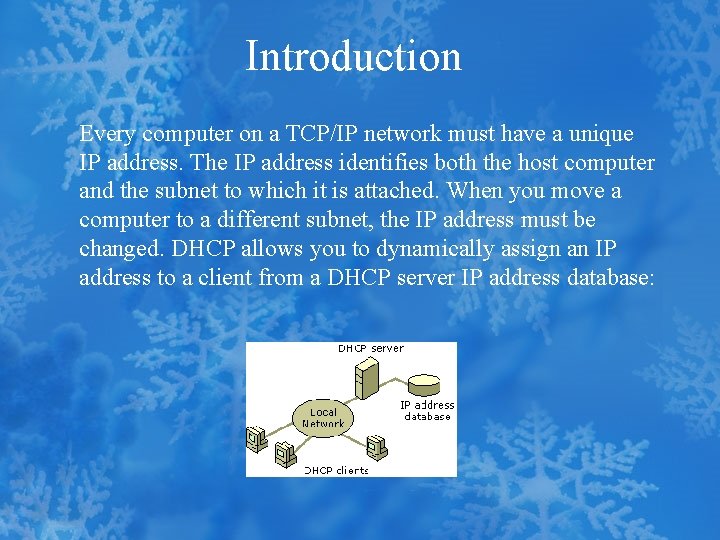 Introduction Every computer on a TCP/IP network must have a unique IP address. The