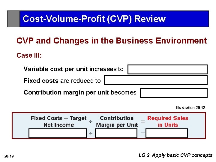 Cost-Volume-Profit (CVP) Review CVP and Changes in the Business Environment Case III: Variable cost