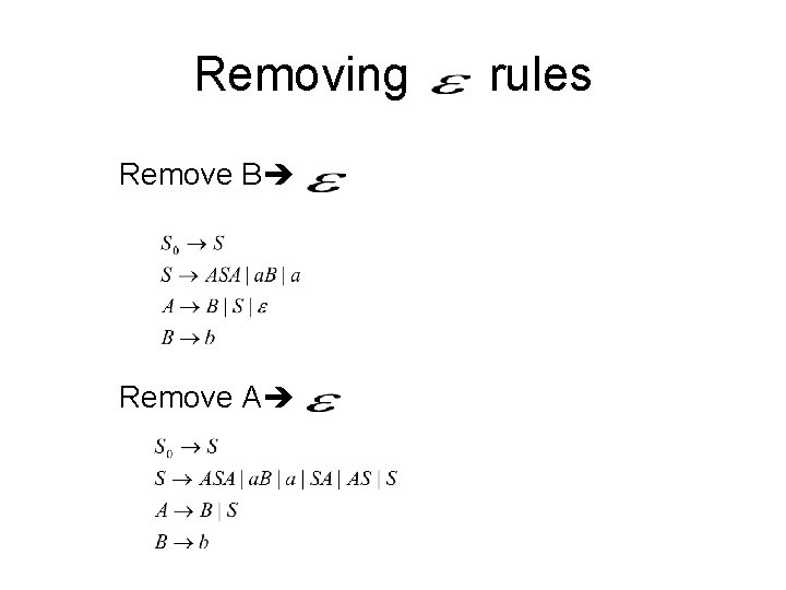 Removing Remove B Remove A rules 