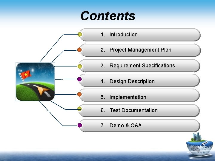 Contents 1. Introduction 2. Project Management Plan 3. Requirement Specifications 4. Design Description 5. Contents 1. Introduction 2. Project Management Plan 3. Requirement Specifications 4. Design Description 5.