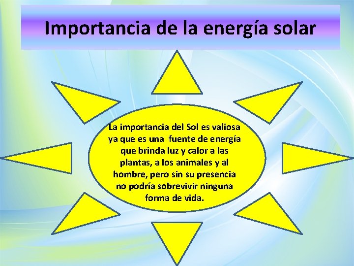 Importancia de la energía solar La importancia del Sol es valiosa ya que es