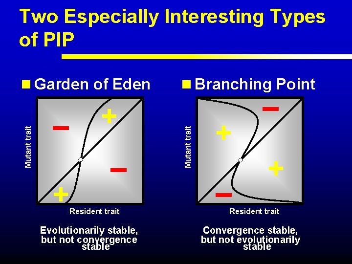 Two Especially Interesting Types of PIP + – Resident trait Evolutionarily stable, but not