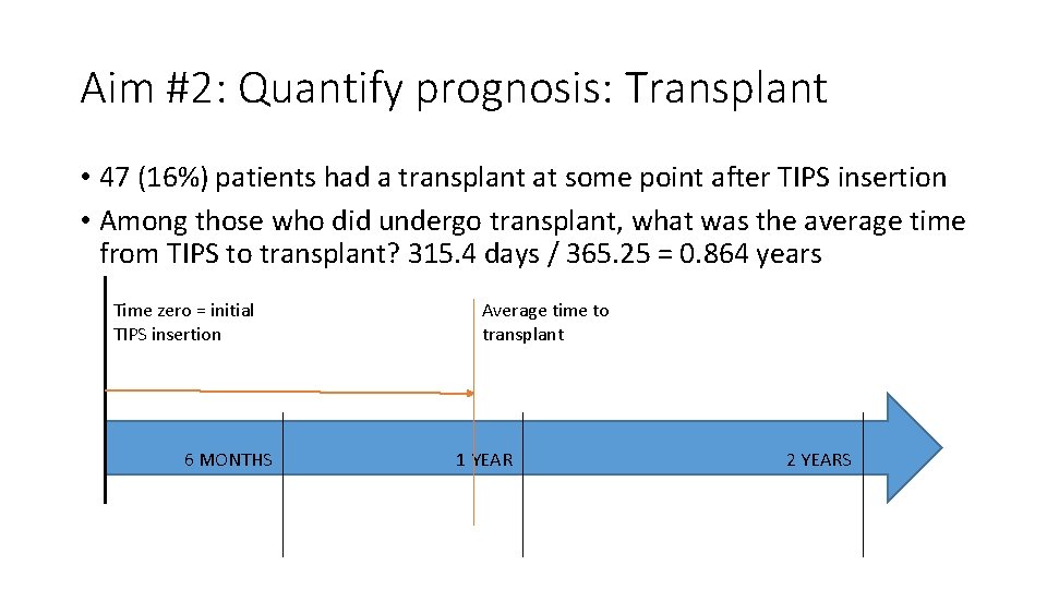 Aim #2: Quantify prognosis: Transplant • 47 (16%) patients had a transplant at some Aim #2: Quantify prognosis: Transplant • 47 (16%) patients had a transplant at some