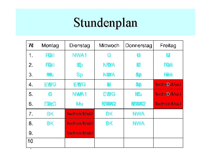 Stundenplan 