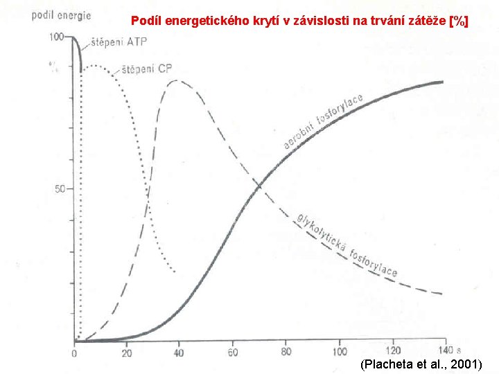 Podíl energetického krytí v závislosti na trvání zátěže [%] (Placheta et al. , 2001)