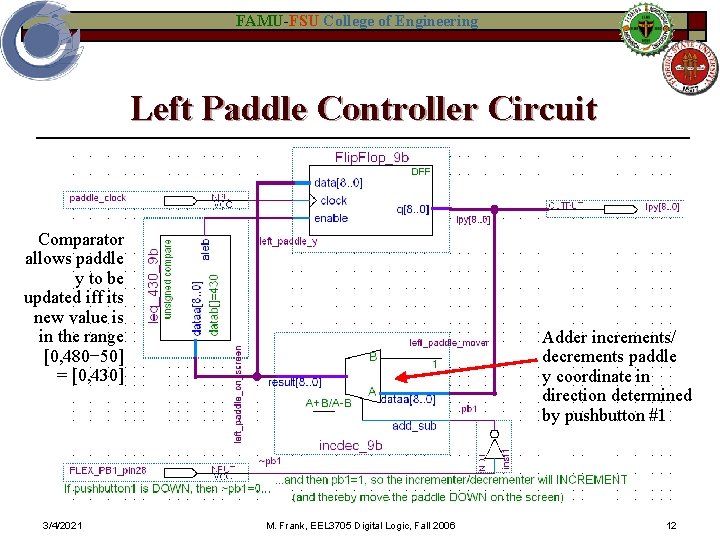 FAMU-FSU College of Engineering Left Paddle Controller Circuit Comparator allows paddle y to be