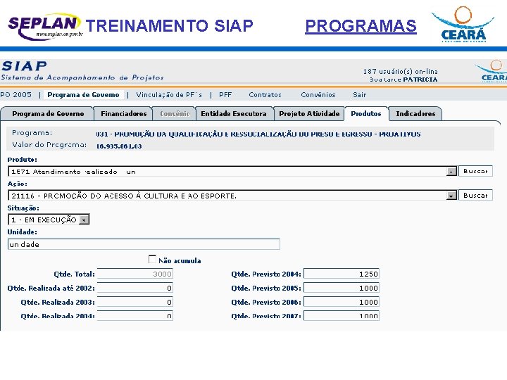 TREINAMENTO SIAP PROGRAMAS 