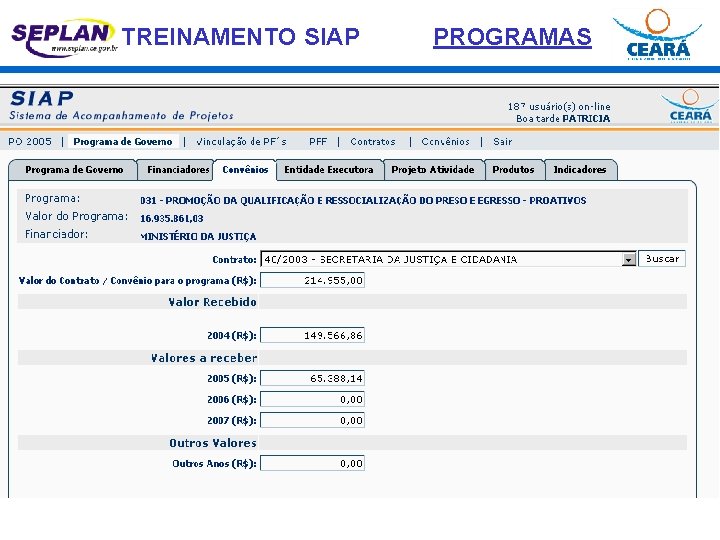 TREINAMENTO SIAP PROGRAMAS 