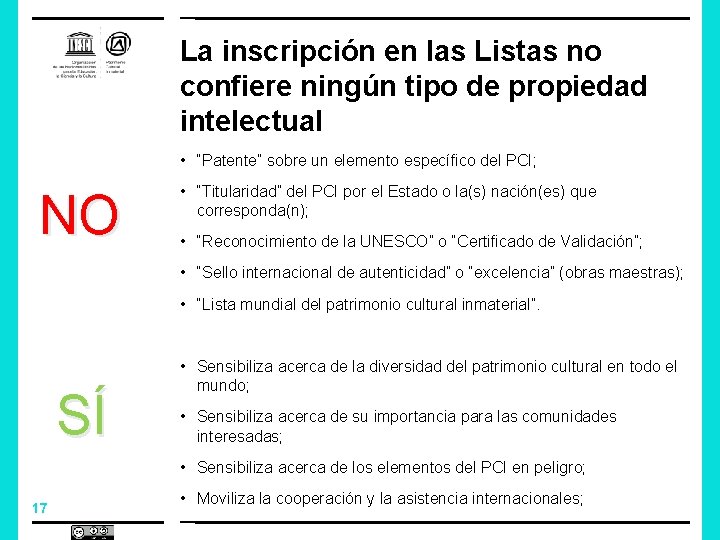 La inscripción en las Listas no confiere ningún tipo de propiedad intelectual • “Patente”