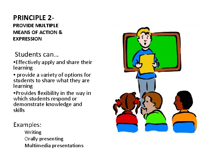 PRINCIPLE 2 - PROVIDE MULTIPLE MEANS OF ACTION & EXPRESSION Students can… • Effectively