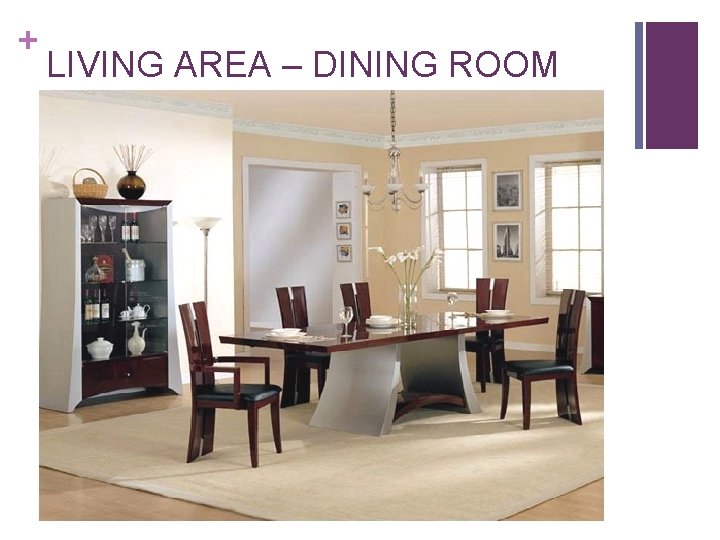 + LIVING AREA – DINING ROOM + LIVING AREA – DINING ROOM