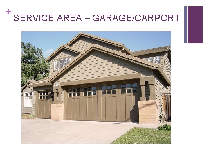 + SERVICE AREA – GARAGE/CARPORT + SERVICE AREA – GARAGE/CARPORT