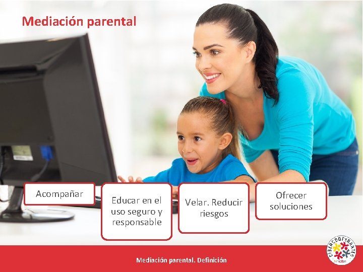 Mediación parental Acompañar Educar en el uso seguro y responsable Velar. Reducir riesgos Mediación
