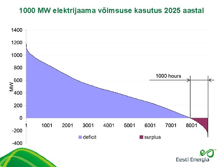 1000 MW elektrijaama võimsuse kasutus 2025 aastal 