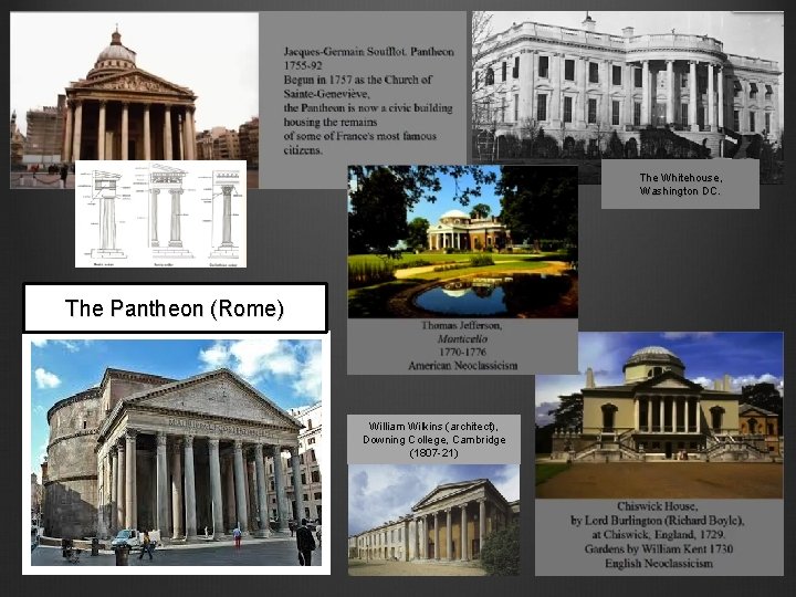 The Whitehouse, Washington DC. The Pantheon (Rome) William Wilkins (architect), Downing College, Cambridge (1807