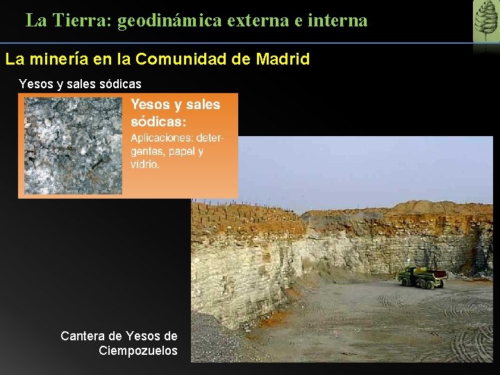La Tierra: geodinámica externa e interna La minería en la Comunidad de Madrid Yesos