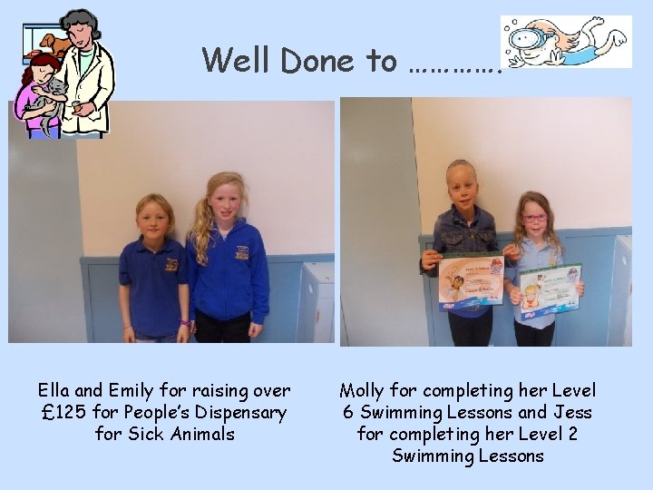 Well Done to …………. Ella and Emily for raising over £ 125 for People’s