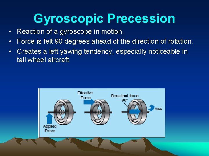 Gyroscopic Precession • Reaction of a gyroscope in motion. • Force is felt 90