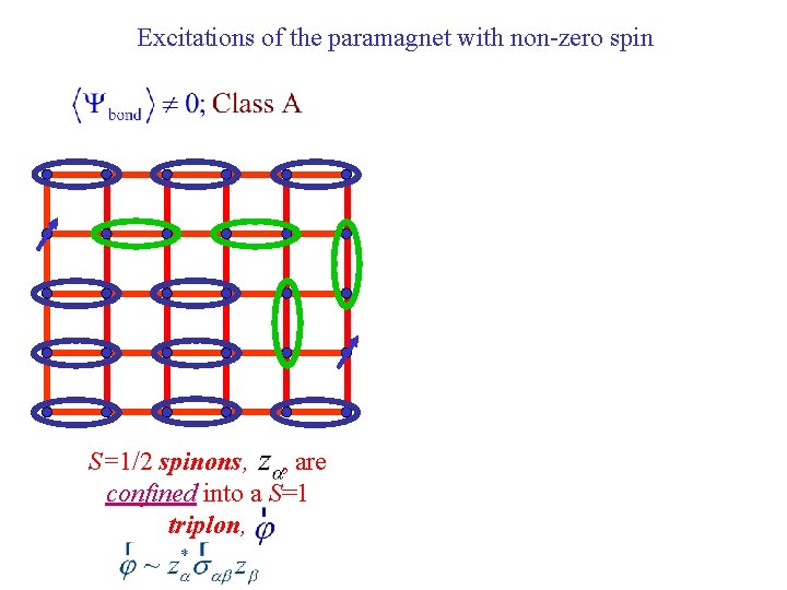Excitations of the paramagnet with non-zero spin S=1/2 spinons, , are confined into a