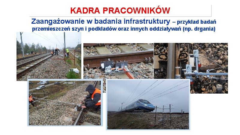 KADRA PRACOWNIKÓW Zaangażowanie w badania infrastruktury – przykład badań przemieszczeń szyn i podkładów oraz