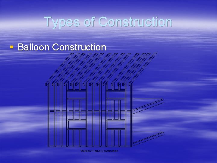 Types of Construction § Balloon Construction Balloon Frame Construction 