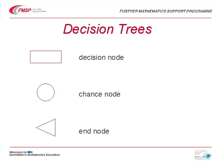 Decision Trees decision node chance node end node 