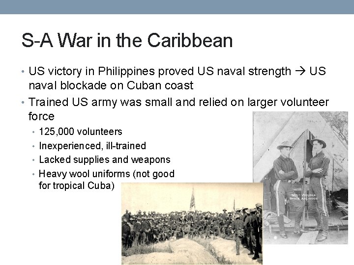 S-A War in the Caribbean • US victory in Philippines proved US naval strength S-A War in the Caribbean • US victory in Philippines proved US naval strength