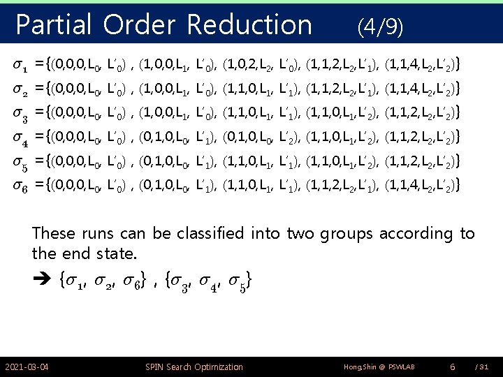 Partial Order Reduction ¾ 1 ¾ 2 ¾ 3 ¾ 4 ¾ 5 ¾