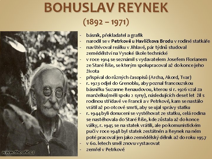 BOHUSLAV REYNEK (1892 – 1971) - - - básník, překladatel a grafik narodil se