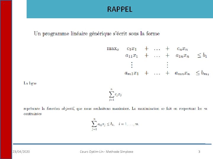 RAPPEL 23/04/2020 Cours Optim-Lin - Methode Simplexe 3 