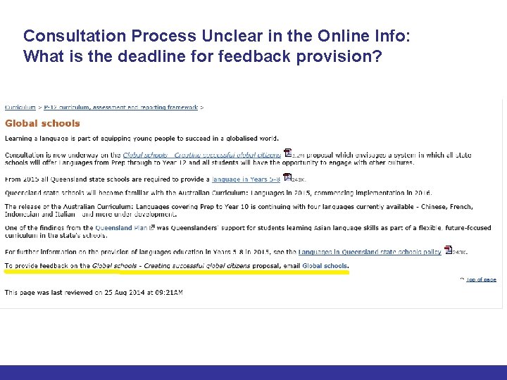 Consultation Process Unclear in the Online Info: What is the deadline for feedback provision?