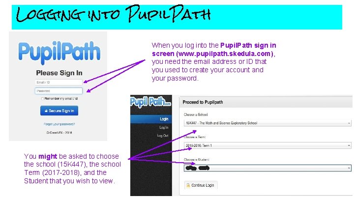 Logging into Pupil. Path When you log into the Pupil. Path sign in screen