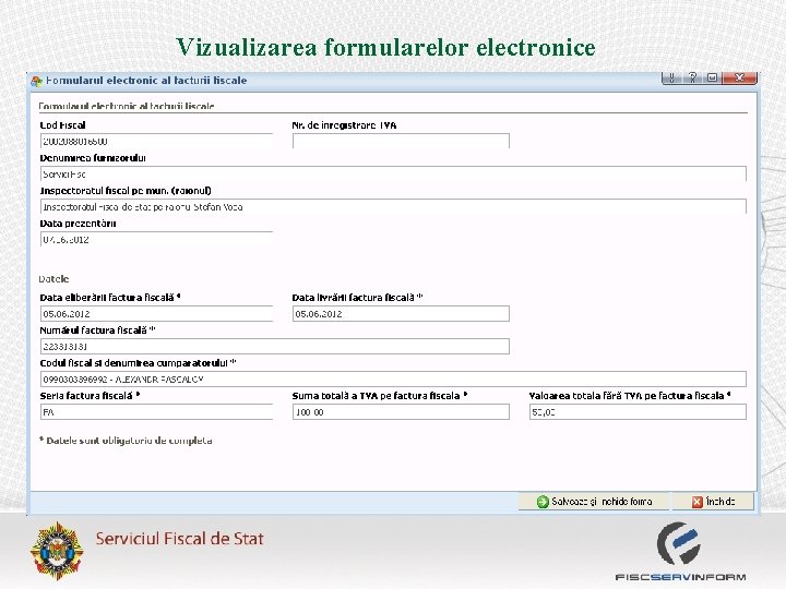 Vizualizarea formularelor electronice 