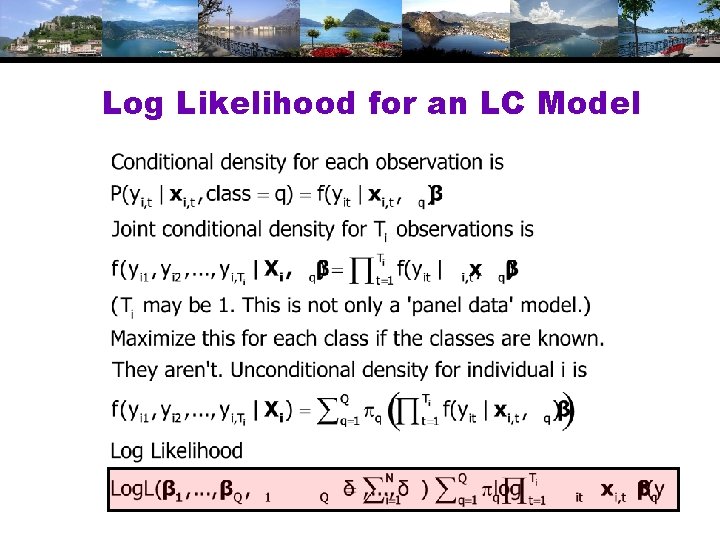 Log Likelihood for an LC Model 