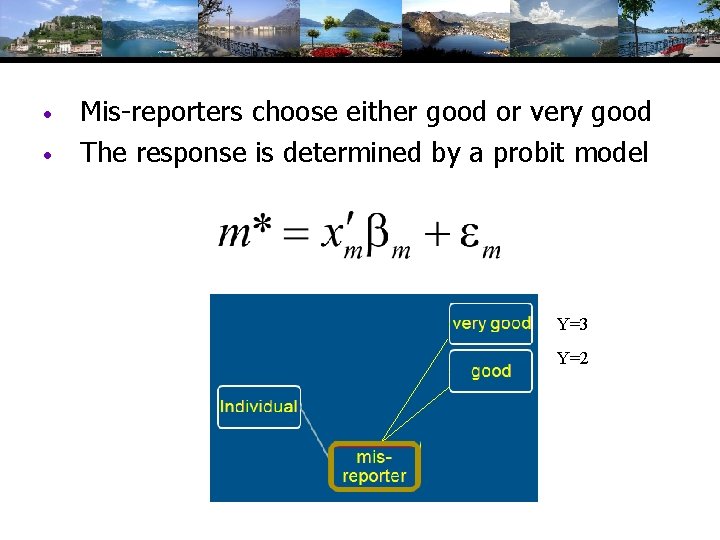  • • Mis-reporters choose either good or very good The response is determined