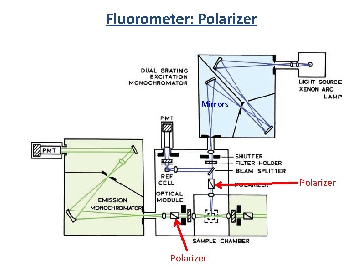 Fluorometer: Polarizer Mirrors Polarizer 