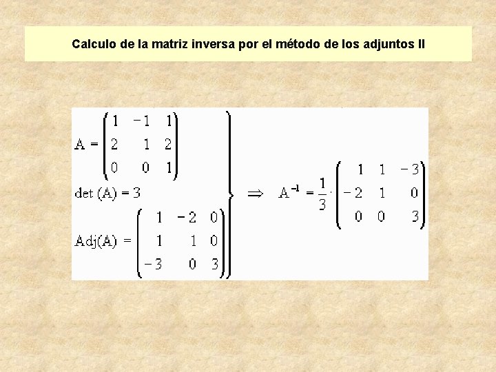 Calculo de la matriz inversa por el método de los adjuntos II 