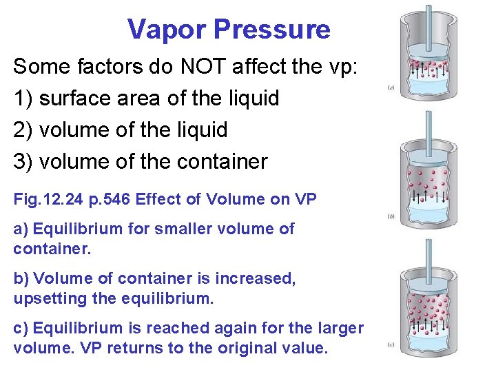 Vapor Pressure Some factors do NOT affect the vp: 1) surface area of the Vapor Pressure Some factors do NOT affect the vp: 1) surface area of the