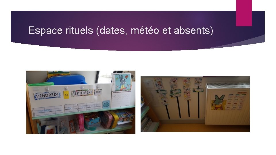 Espace rituels (dates, météo et absents) 