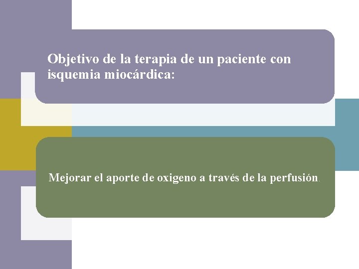 Objetivo de la terapia de un paciente con isquemia miocárdica: Mejorar el aporte de