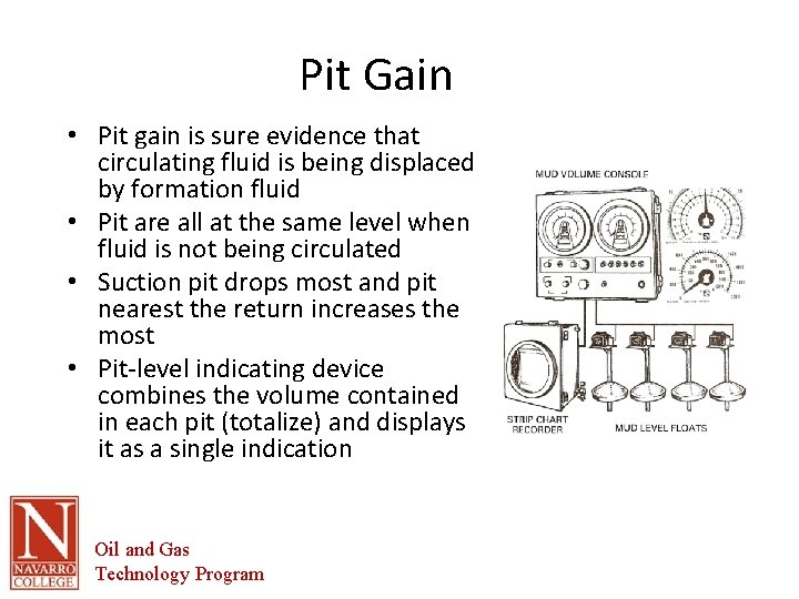 Pit Gain • Pit gain is sure evidence that circulating fluid is being displaced Pit Gain • Pit gain is sure evidence that circulating fluid is being displaced