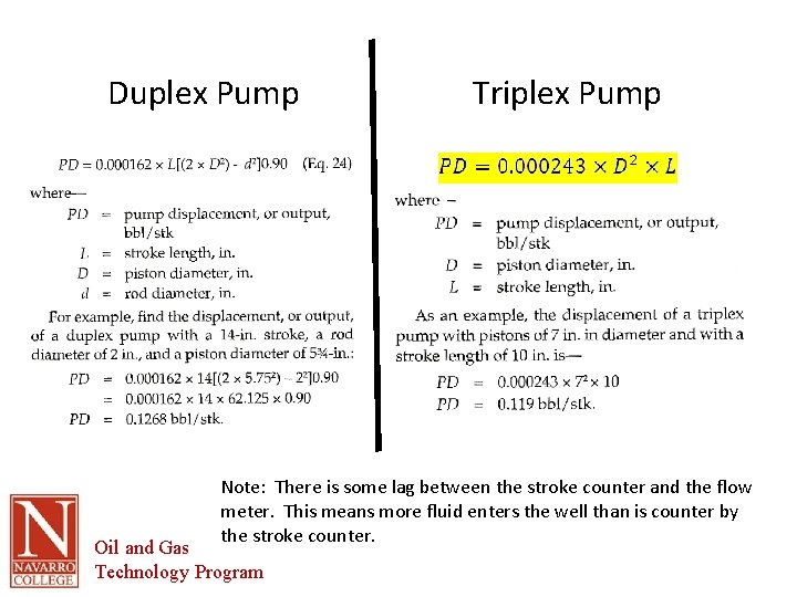 Duplex Pump Triplex Pump Note: There is some lag between the stroke counter and